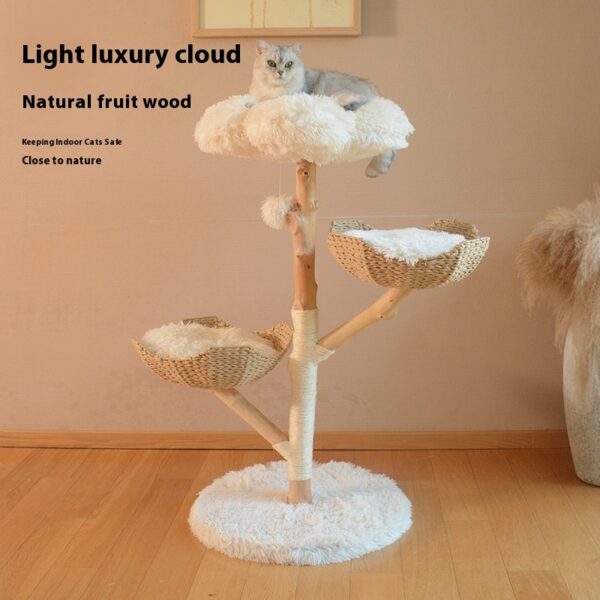 Natural Fruit Tree Cat Climbing Frame Solid Wood Rattan Cat Nest Cat Tree