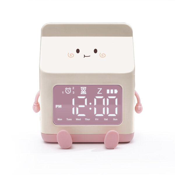 Smart Student Only Charging Cartoon Milk Carton Alarm Clock - Image 5