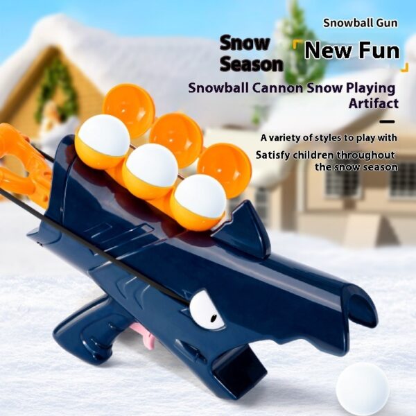 Children's Outdoor Snow Shark Cute Cartoon Snowball Gun  Launcher Clip  Fight Toy - Image 2