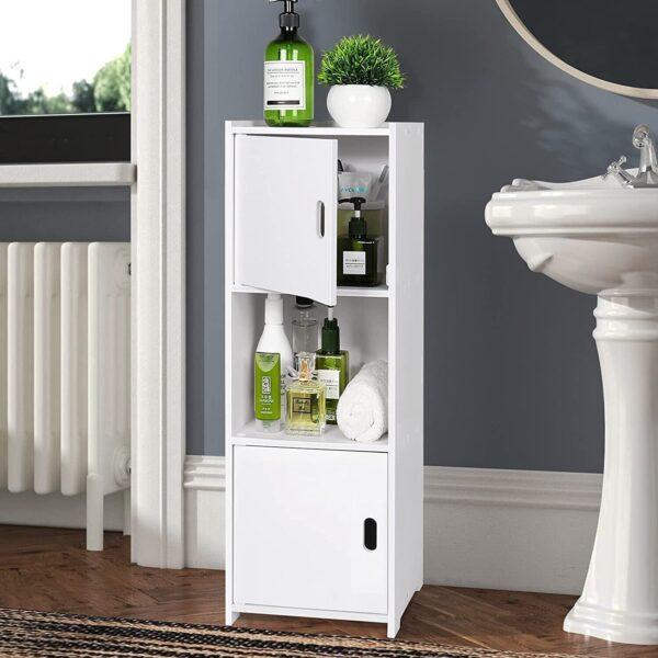 Waterproof Bathroom Storage Cabinet Free Standing Cabinet Organizer Unit White - Image 3